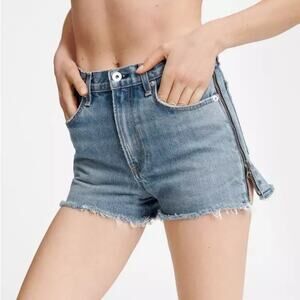 Rag & Bone Maya High Rise Denim Shorts in Medland Side Zippers